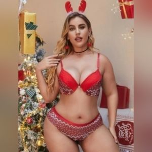 Plus, size no-show Christmas print Lingerie